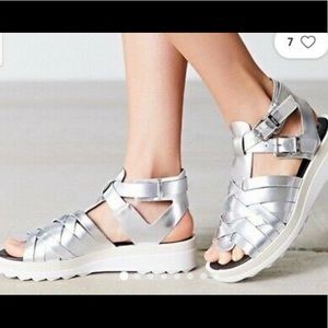 CIRCUS  By Sam Edelman Silver Metallic Leow Platform Sandals Women Size 8.5